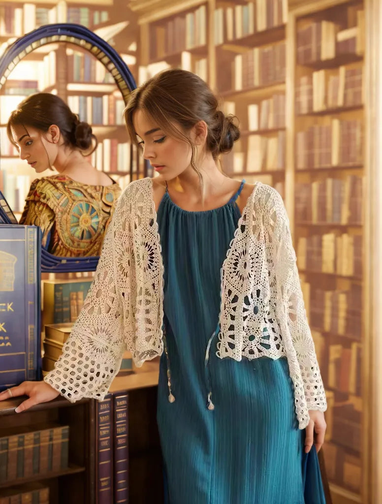 Women Solid Color Vacation Summer Top Crochet hook Bella Mia